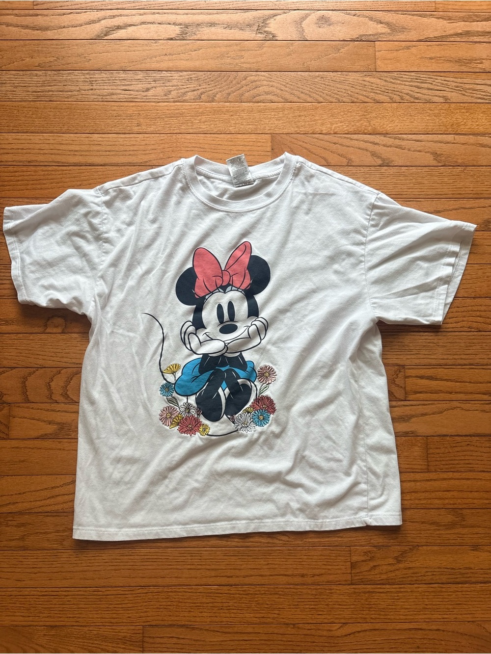 White Minnie Mouse Graphic Tee with Pink Bow